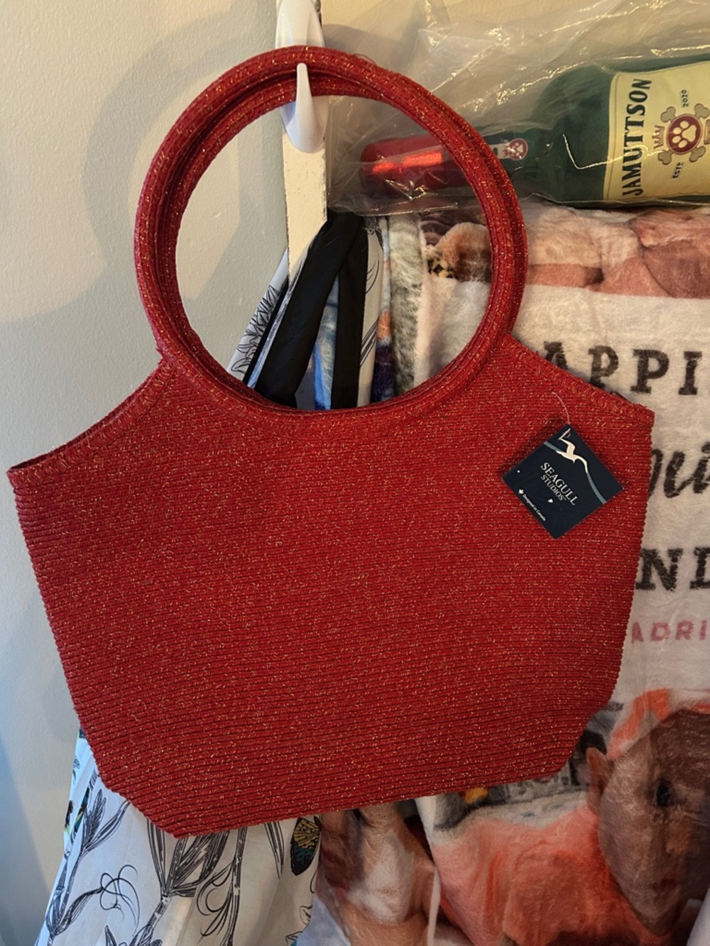 Sparkle Red Round-Handle Tote